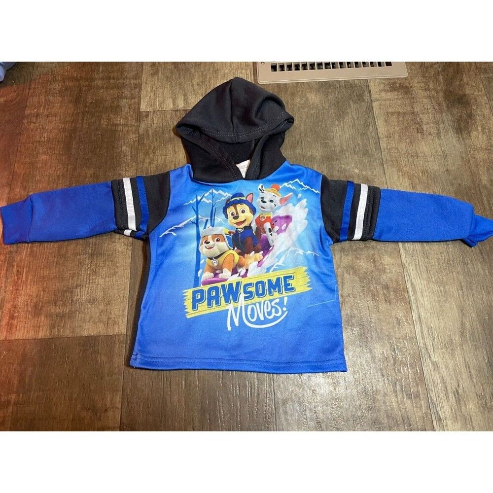 Paw Patrol Jacket Hoodie Boys Toddler Size 2 T Blue Hooded Pull Over Sweatshirt